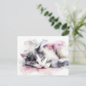 Carte postale aquarelle de chat (Debout devant)
