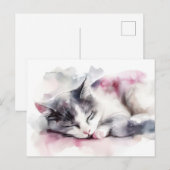 Carte postale aquarelle de chat (Devant / Derrière)
