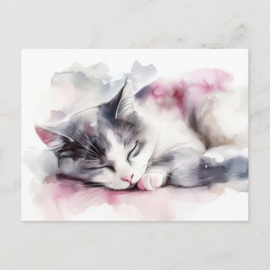 Carte postale aquarelle de chat (Devant)