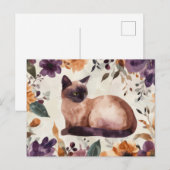 Carte postale aquarelle de chat (Devant / Derrière)