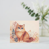 Carte postale aquarelle de chat (Debout devant)