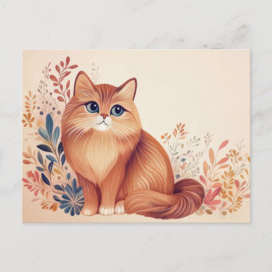 Carte postale aquarelle de chat (Devant)