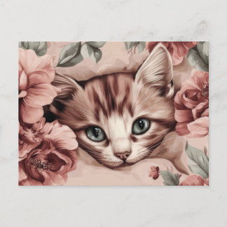 Carte postale aquarelle de chat
