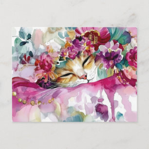Carte postale aquarelle de chat