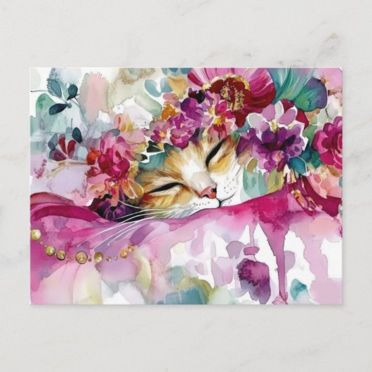 Carte postale aquarelle de chat (Devant)