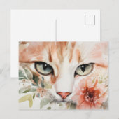 Carte postale aquarelle de chat (Devant / Derrière)