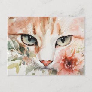 Carte postale aquarelle de chat