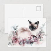 Carte postale aquarelle de chat (Devant / Derrière)