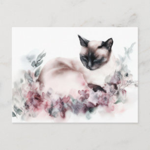 Carte postale aquarelle de chat