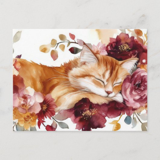 Carte postale aquarelle de chat (Devant)