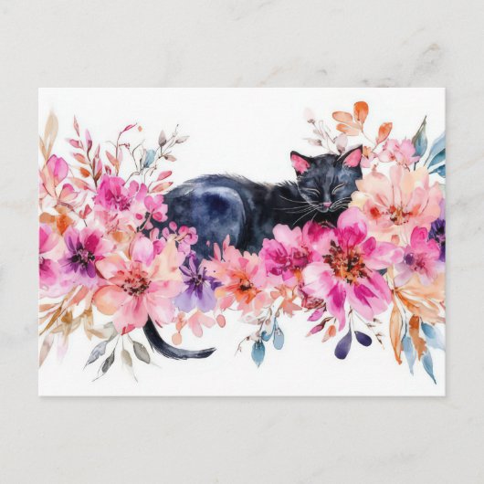 Carte postale aquarelle de chat (Devant)