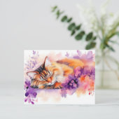 Carte postale aquarelle de chat (Debout devant)