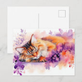 Carte postale aquarelle de chat (Devant / Derrière)