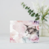 Carte postale aquarelle de chat (Debout devant)