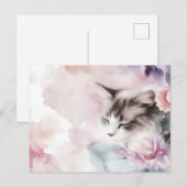Carte postale aquarelle de chat (Devant / Derrière)