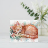 Carte postale aquarelle de chat (Debout devant)