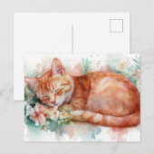 Carte postale aquarelle de chat (Devant / Derrière)