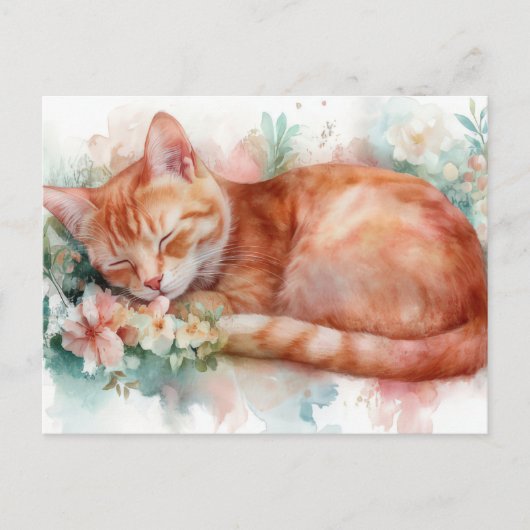 Carte postale aquarelle de chat (Devant)