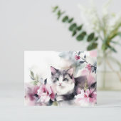 Carte postale aquarelle de chat (Debout devant)