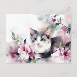 Carte postale aquarelle de chat