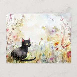Carte postale aquarelle de chat
