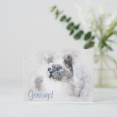 Carte Postale Aquarelle de chat mignon (Debout devant)