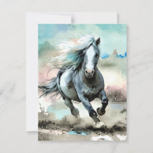 Carte Postale Aquarelle de cheval de trait majestueux