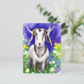 Carte postale aquarelle de chèvre de Pâques printa (Debout devant)