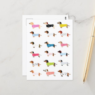 Carte Postale Aquarelle de chien Dachsund