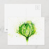 Carte Postale Aquarelle de chou vert (Devant / Derrière)