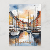 Carte Postale Aquarelle de Copenhague (Devant)