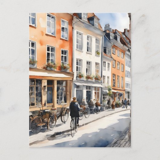 Carte Postale Aquarelle de Copenhague (Devant)