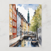 Carte Postale Aquarelle de Copenhague (Devant)