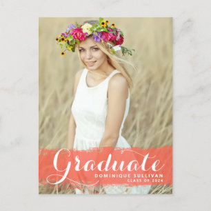 Carte Postale Aquarelle de corail Splash Photo Graduation