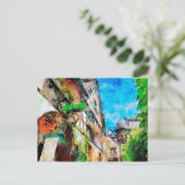 Carte Postale Aquarelle de Drosselgasse Ruedesheim (Debout devant)