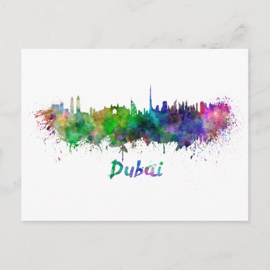 Carte Postale Aquarelle de Dubaï (Devant)