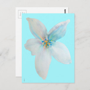 Carte Postale Aquarelle de fleur pastel blanc