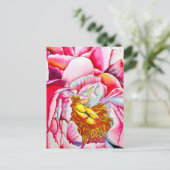 Carte Postale Aquarelle de fleur rose (Debout devant)