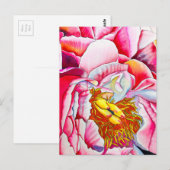 Carte Postale Aquarelle de fleur rose (Devant / Derrière)