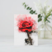 Carte Postale Aquarelle de fleur rouge - wb (Debout devant)