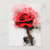 Carte Postale Aquarelle de fleur rouge - wb (Devant)