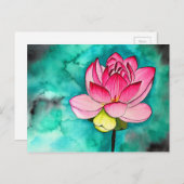 Carte Postale Aquarelle de fleurs roses (Devant / Derrière)