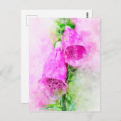 Carte Postale Aquarelle de foxglove à fleurs (Devant / Derrière)