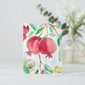 Carte Postale Aquarelle de fruits de grenade rouge et vert (Debout devant)
