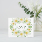Carte Postale Aquarelle de guirlande blanche Budget jaune RSVP (Debout devant)