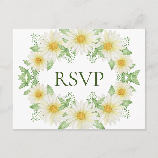 Carte Postale Aquarelle de guirlande blanche Budget jaune RSVP (Devant)