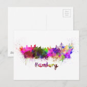 Carte Postale Aquarelle de Hambourg (Devant / Derrière)