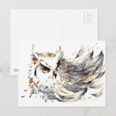 Carte Postale Aquarelle de hibou (Devant / Derrière)