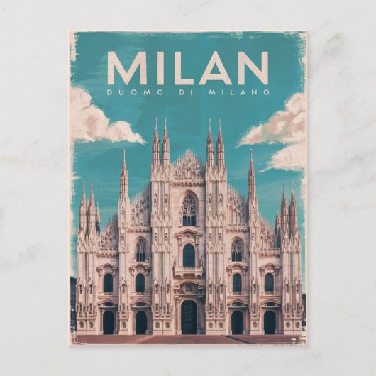 Carte Postale Aquarelle de la cathédrale de Milan (Devant)