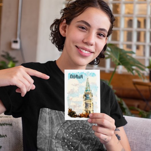 Carte Postale Aquarelle de la Colline du Parlement Ottawa